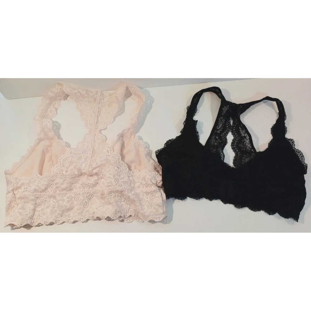 Felina Racerback Bralette Lot, Women's Bra, Medium, Pink, Black T-Back